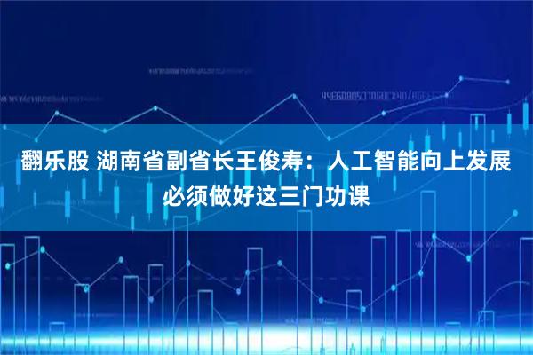 翻乐股 湖南省副省长王俊寿：人工智能向上发展必须做好这三门功课
